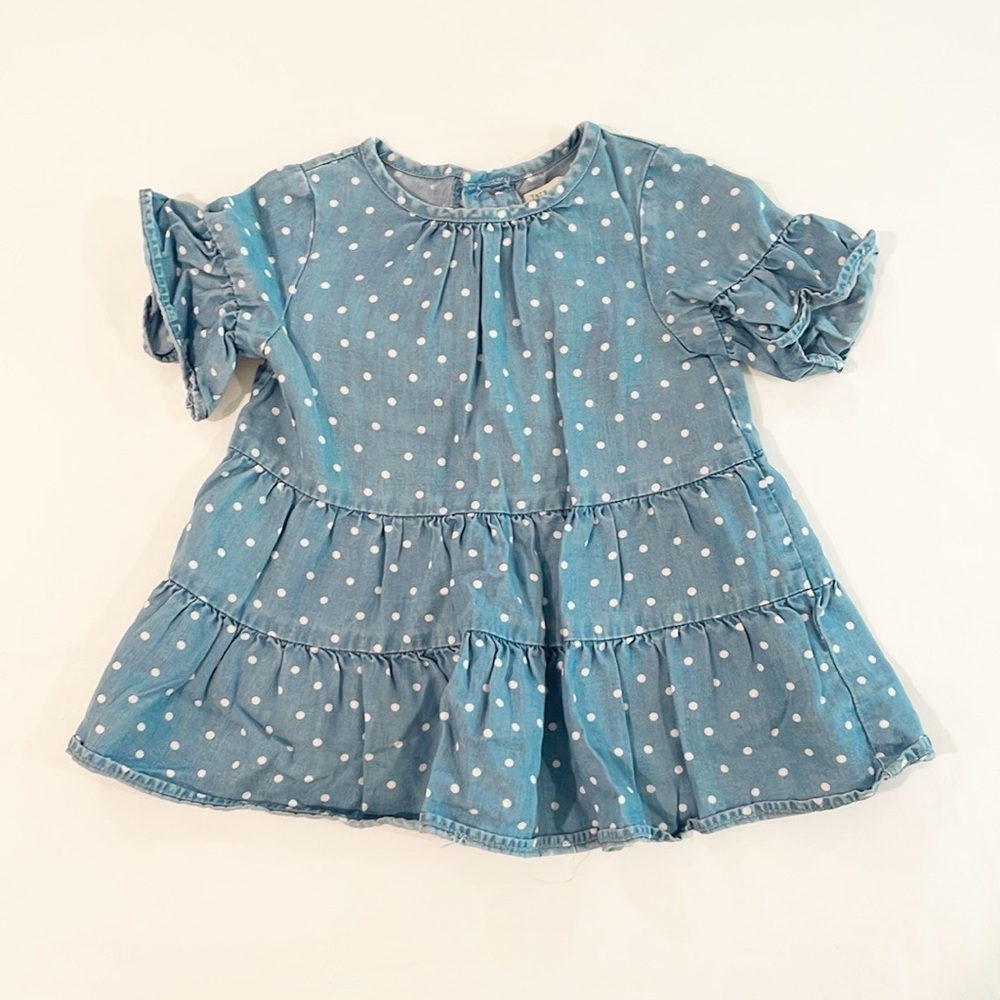 Zara Blue Polka Dot Tiered Dress